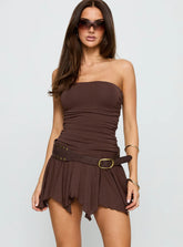 Minxie Strapless Romper Brown